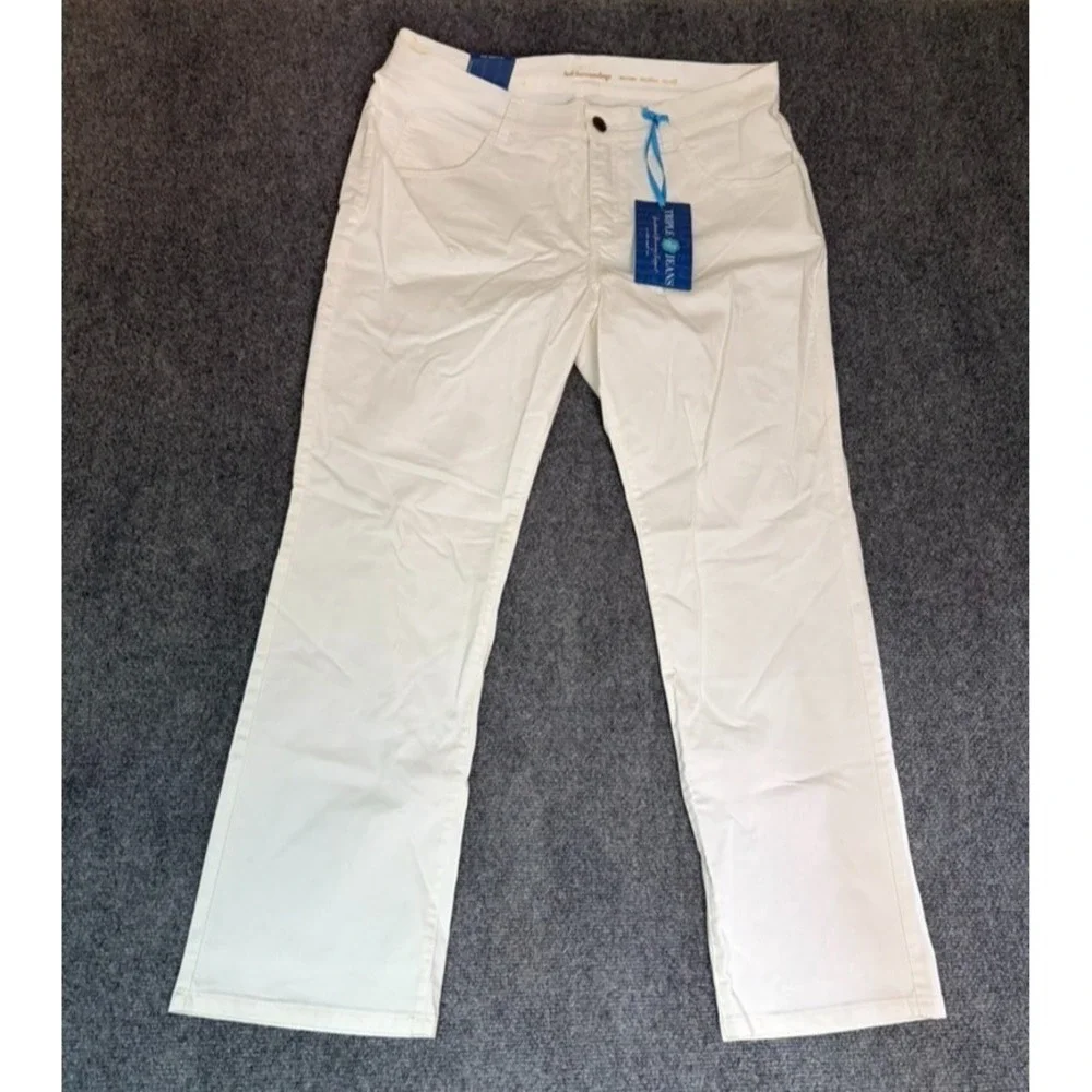 NWT Soft Surroundings Petite Straight Leg Stretch Jeans 34851 Off White Size 16P